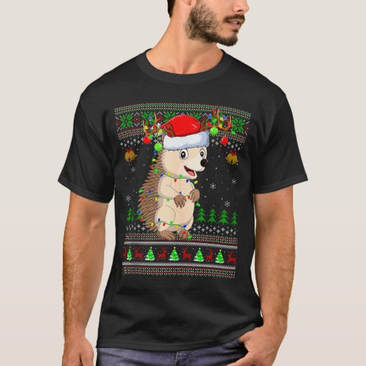 Hedgehog Ugly Christmas Sweaters Holiday Santa Cut (Voorkant)