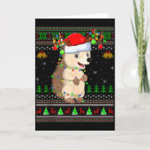 Hedgehog Ugly Christmas Sweaters Holiday Santa Cut Kaart (Voorkant)