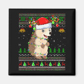 Hedgehog Ugly Christmas Sweaters Holiday Santa Cut Magneet (Voorkant)