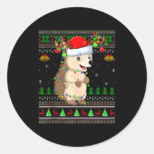 Hedgehog Ugly Christmas Sweaters Holiday Santa Cut Ronde Sticker (Voorkant)