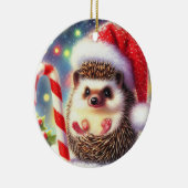 Hedgehog Vakantie Hedgie Kerstmis Keramisch Ornament (Rechts)