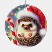 Hedgehog Vakantie Hedgie Kerstmis Keramisch Ornament (Achterkant)