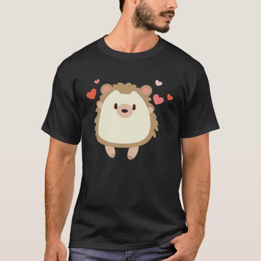 Hedgehog Valentines Day Heart Animals T-shirt (Voorkant)