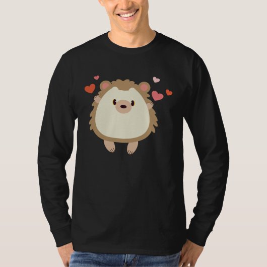 Hedgehog Valentines Day Heart Animals T-shirt (Voorkant)
