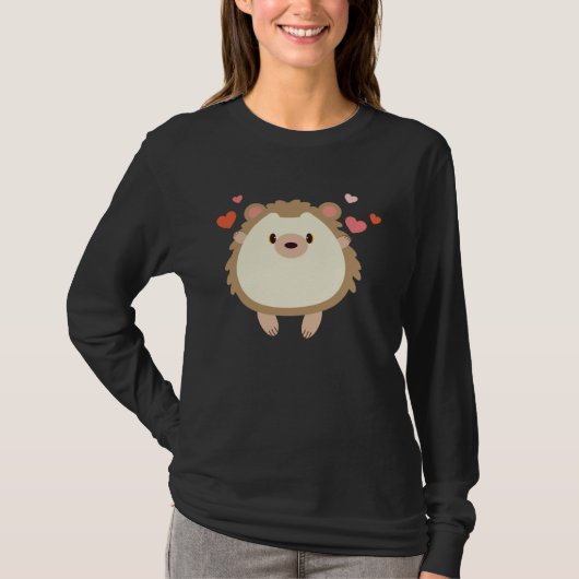 Hedgehog Valentines Day Heart Animals T-shirt (Voorkant)