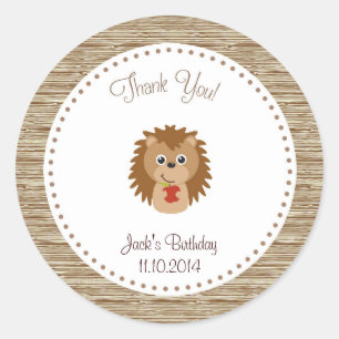 Hedgehog Verjaardag Dank u Sticker Woodland