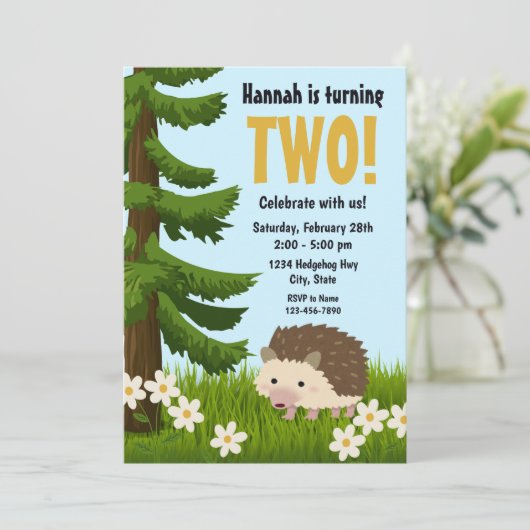 Hedgehog Verjaardag Uitnodiging (Staand voorkant)