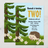 Hedgehog Verjaardag Uitnodiging (Voorkant / Achterkant)