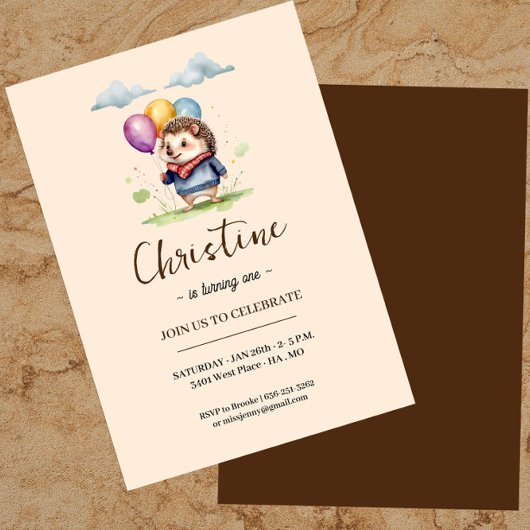 Hedgehog Verjaardag Uitnodiging