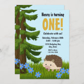 Hedgehog Verjaardag Uitnodiging (Voorkant / Achterkant)