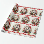 Hedgehog Voeg kindernaam toe Schattige kerstcadeau Cadeaupapier (Uitgerold)