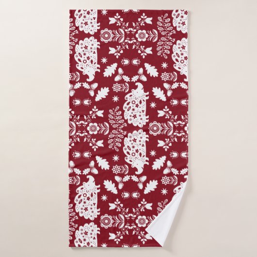 Hedgehog Volkskunst Badhanddoek (Badhanddoek)