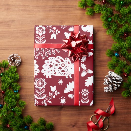 Hedgehog Volkskunst Cadeaupapier (Feestdagen Geschenken)