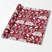 Hedgehog Volkskunst Cadeaupapier (Uitgerold)