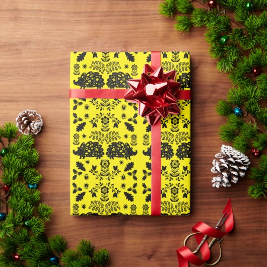 Hedgehog Volkskunst Cadeaupapier (Feestdagen Geschenken)