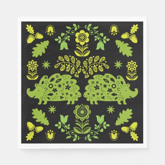 Hedgehog Volkskunst Servet (Voorkant)