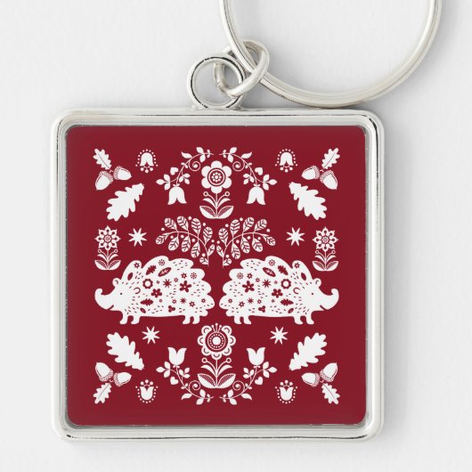 Hedgehog Volkskunst Sleutelhanger (Voorkant)