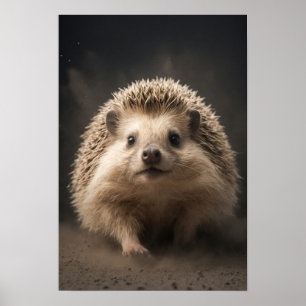 Hedgehog Wild Animal Elegant Dramatische Portretku Poster