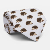 Hedgehog Wildlife Natuur Patroon Platinum Grey Stropdas (Opgerold)