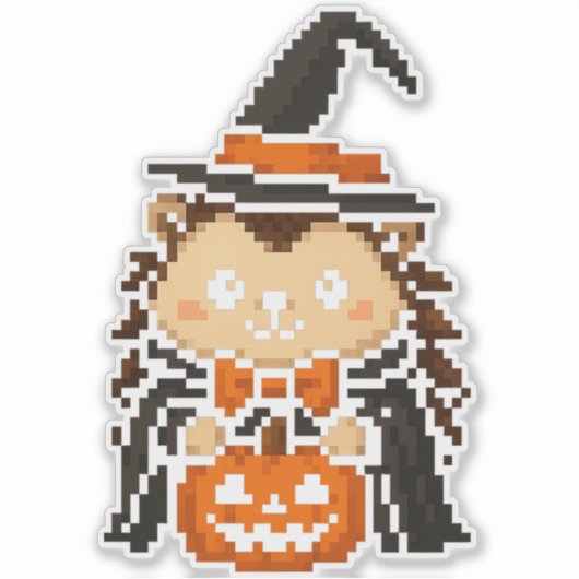 Hedgehog Witch sticker 6x6 (Voorkant)
