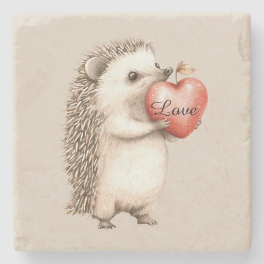 Hedgehog with Heart Love Stenen Onderzetter (Voorkant)