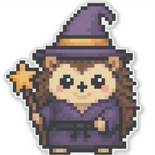 Hedgehog Wizard 6x6 Sticker (Voorkant)