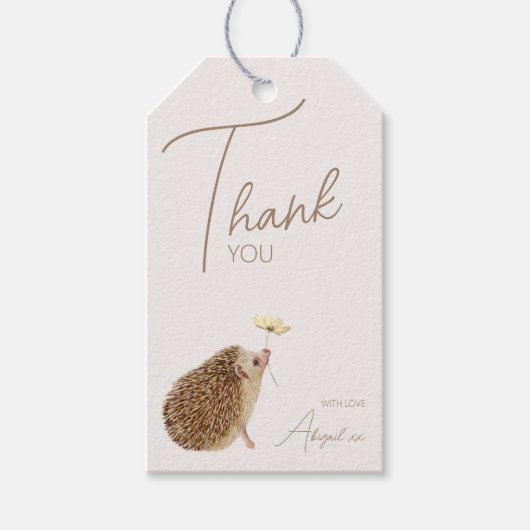 Hedgehog Woodland Forest Baby shower Cadeaulabel (Voorkant)