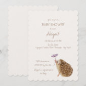 Hedgehog Woodland Forest Baby shower Kaart (Voorkant / Achterkant)