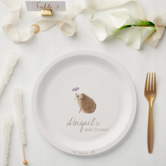 Hedgehog Woodland Forest Baby shower Papieren Bordje (Huwelijk)