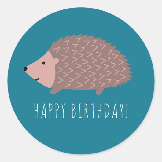Hedgehog woodland Gelukkige Verjaardag Ronde Sticker (Voorkant)
