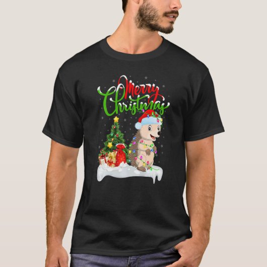 Hedgehog Xmas Decorations Santa Hedgehog Christma T-shirt (Voorkant)