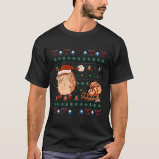 Hedgehog Xmas Gift Leuk Dier Lelijke Kerst T-shirt