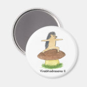Hedgehog Yoga, Warrior II (met Tekst) Magneet (Voorkant / Achterkant)
