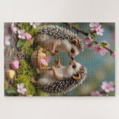 Hedgehogs Carefully Sharing Valentine Hearts Legpuzzel (Horizontaal)