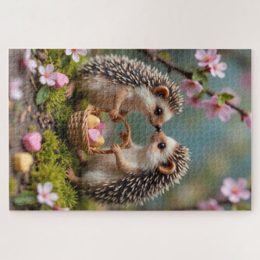 Hedgehogs Carefully Sharing Valentine Hearts Legpuzzel (Horizontaal)