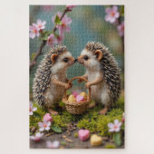 Hedgehogs Carefully Sharing Valentine Hearts Legpuzzel (Verticaal)