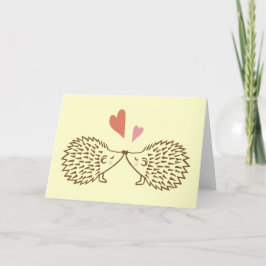 Hedgehogs Kiss Hearts Ik hou van je Wenskaart Feestdagen Kaart