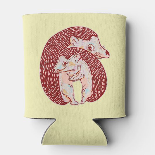 Hedgehogs knuffelen blikjeskoeler (Achterkant)