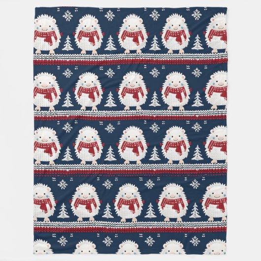 Hedgehogs with Scarves fleece blanket (Voorkant)