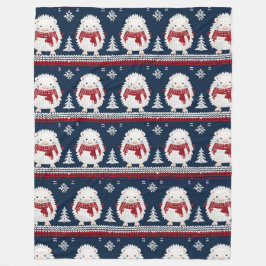 Hedgehogs with Scarves fleece blanket Deken