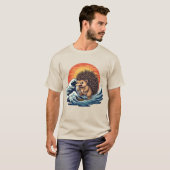 Hedgehogzilla Wave -  Japanse kunst Hedgehog T-shirt (Voorkant volledig)