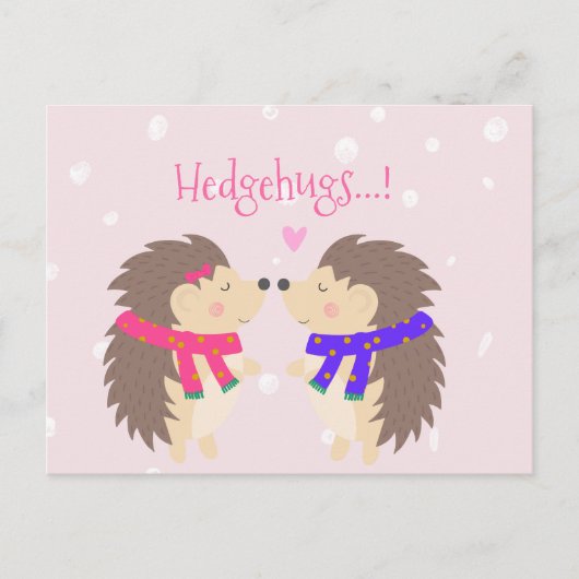 Hedgehugs. Cute Hedégel Kerstmis Feestdagenkaart (Voorkant)