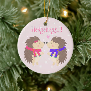 Hedgehugs. Cute Hedégel Kerstmis Keramisch Ornament