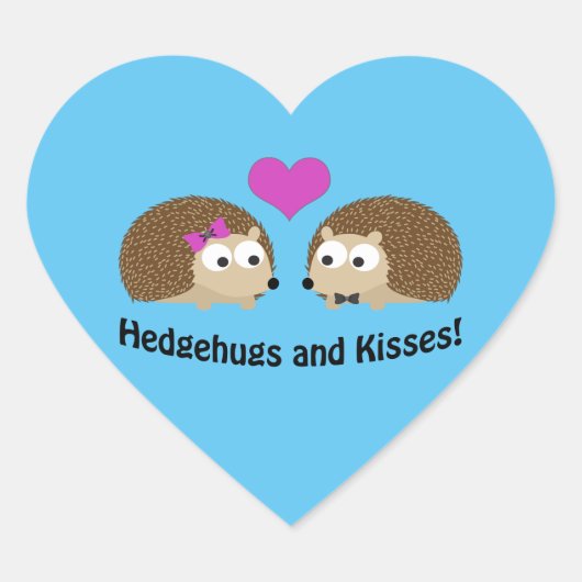 Hedgehugs en Kisses schattig egelkoppel Hart Sticker (Voorkant)