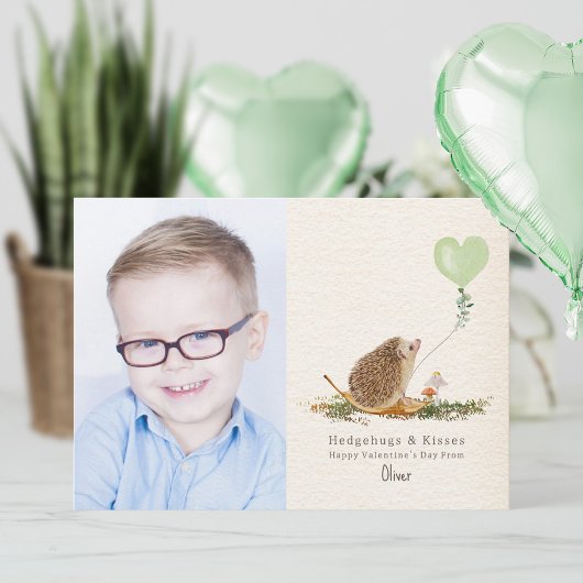 Hedgehugs Kisses Groene Ballon Hedgehog Valentijn Kaart