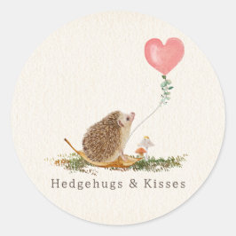 Hedgehugs & Kisses Hedgehog Roze Ballon Valentijn Ronde Sticker
