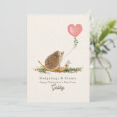 Hedgehugs Kisses Roze Foto Hedgehog Valentijn Kaart (Staand voorkant)
