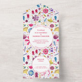 Hedgerow Wild Flowers Waterverf Painting All In One Uitnodiging (Binnen)