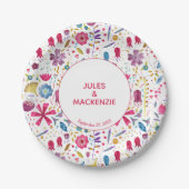 Hedgerow Wild Flowers Waterverf Wedding Papieren Bordje (Voorkant)