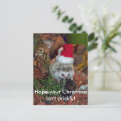 Hedgie de Egel wenst u Vrolijke Kerstmis Feestdagenkaart (Staand voorkant)